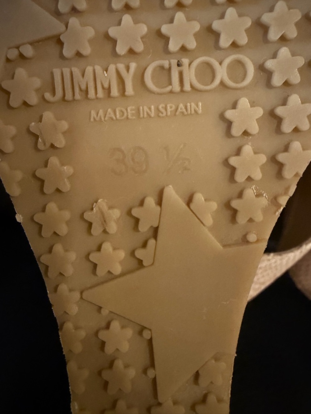 Jimmy Choo Beige Textured Leather Cork Wedge Slides - Picture 12 of 12